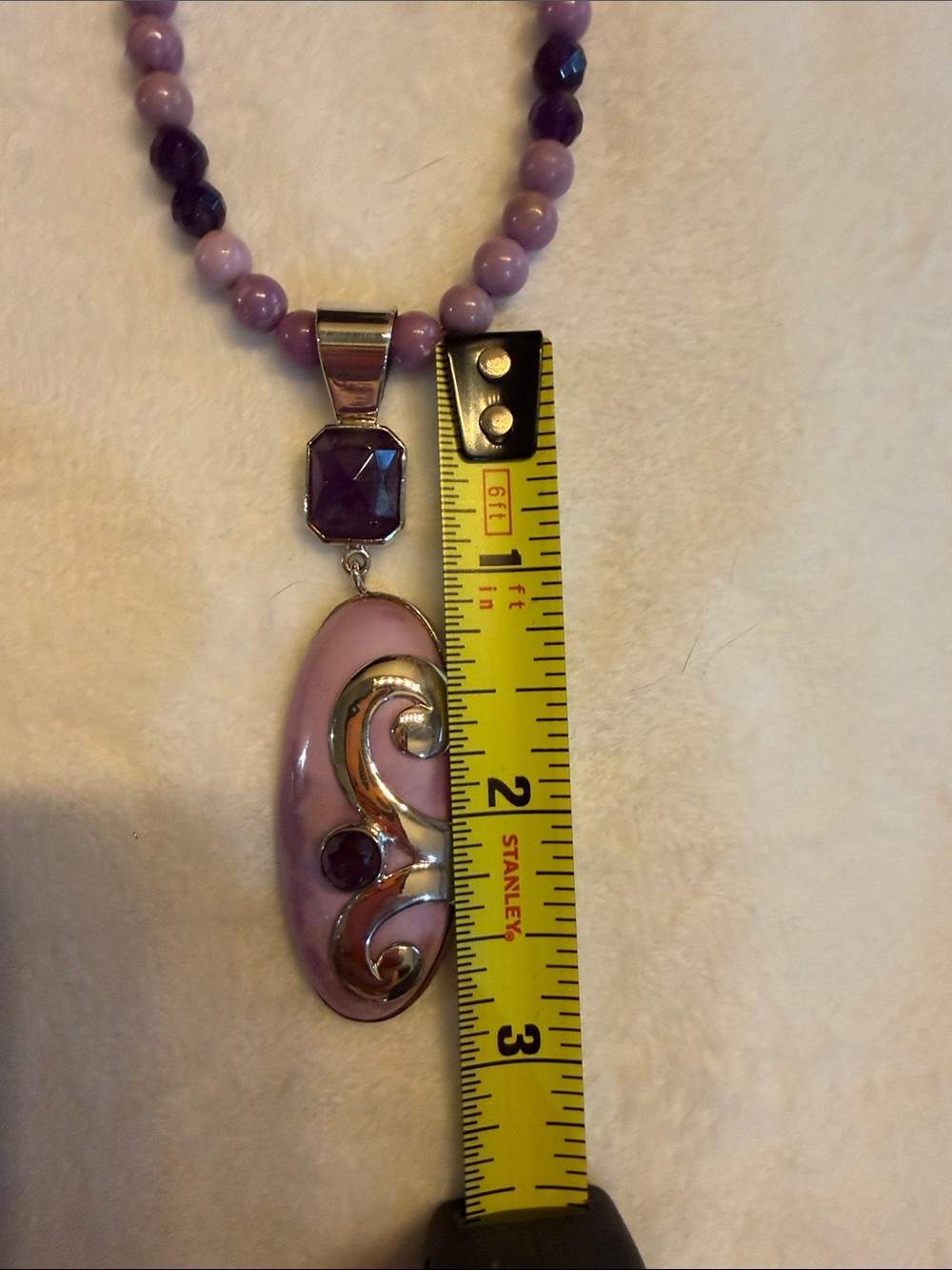 Jay King Amethyst & Phosphorite Pendant Necklace-Sterling Silver(228) - Picture 4 of 6